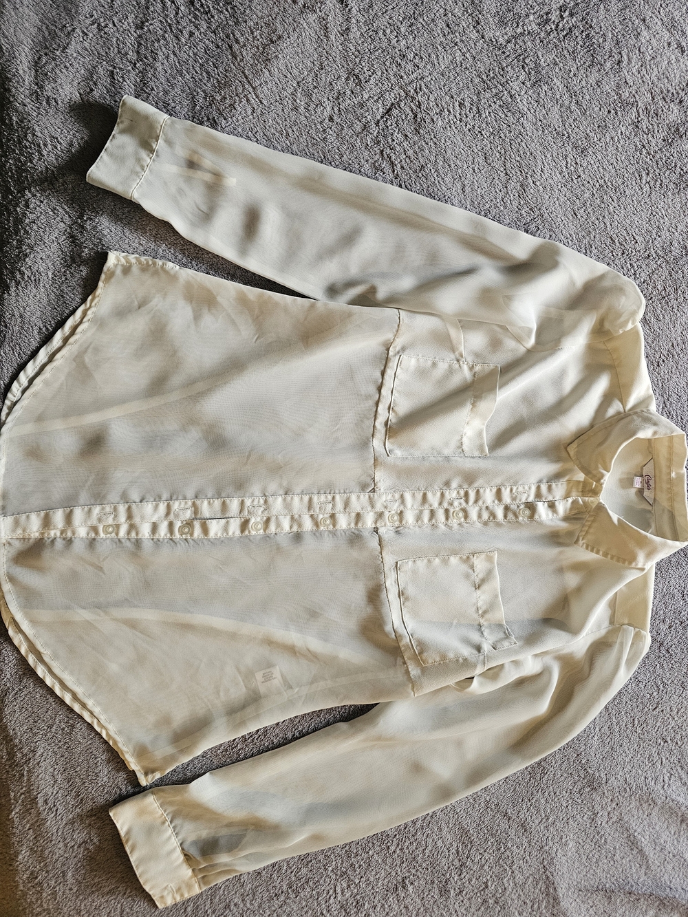 Candie's Cream Sheer Button-Down Blouse